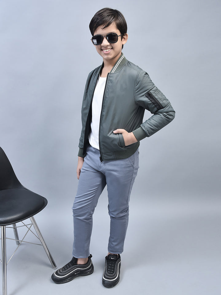 Green Bomber Jacket-Boys Jackets-Crimsoune Club