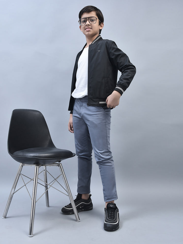 Black Bomber Jacket-Boys Jackets-Crimsoune Club