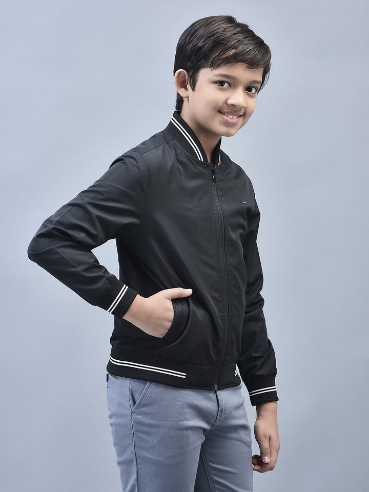 Black Bomber Jacket-Boys Jackets-Crimsoune Club