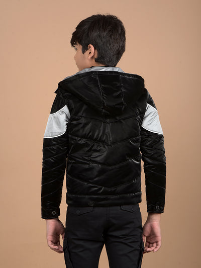 Black Color-Blocked Padded Jacket-Boys Jackets-Crimsoune Club
