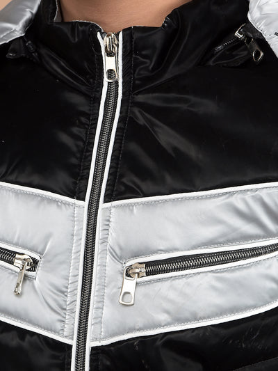Black Color-Blocked Padded Jacket-Boys Jackets-Crimsoune Club