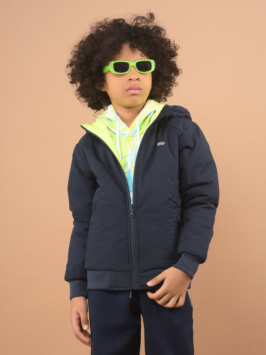 Navy Blue Hooded Reversible Jacket-Boy Jackets-Crimsoune Club