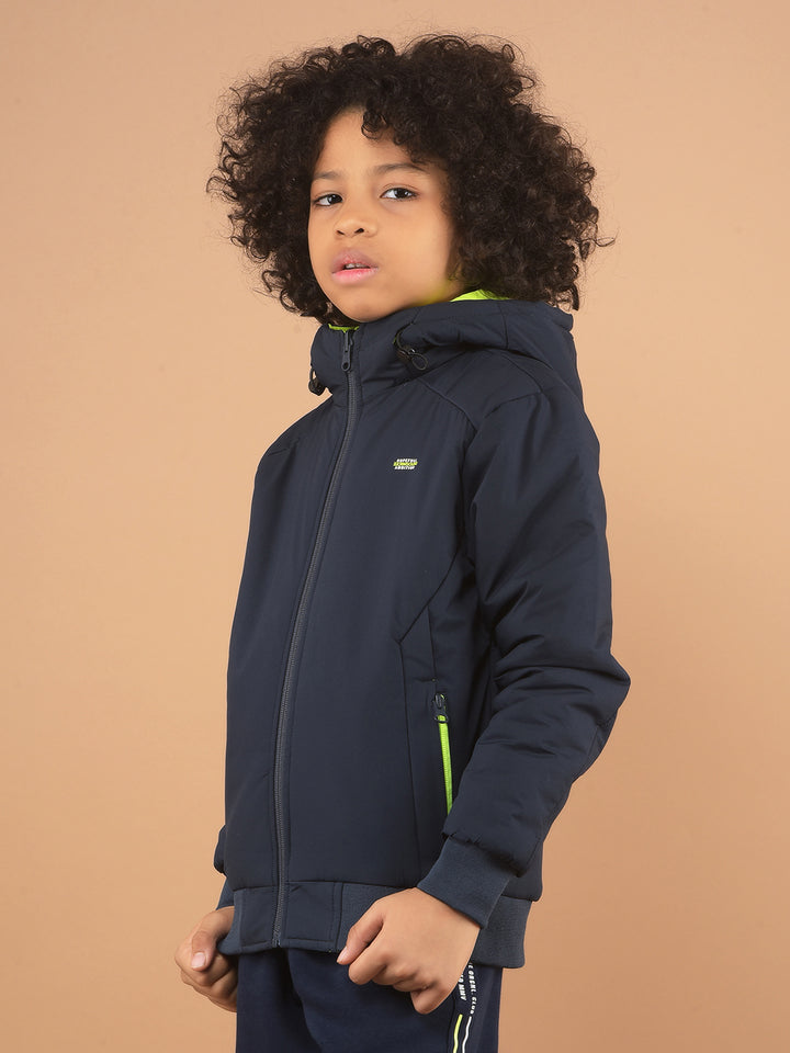Navy Blue Hooded Reversible Jacket-Boy Jackets-Crimsoune Club