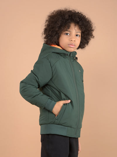 Green Reversible Hooded Neck Quilted Jacket-Boys Jackets-Crimsoune Club