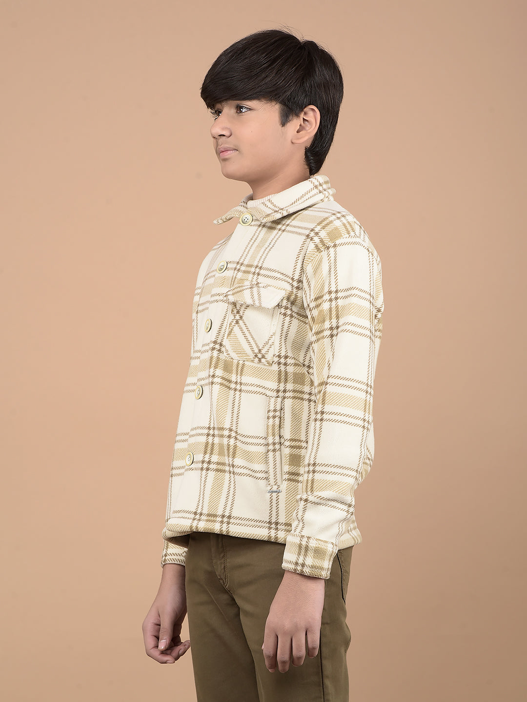 Beige Checked Shacket-Boys Shackets-Crimsoune Club