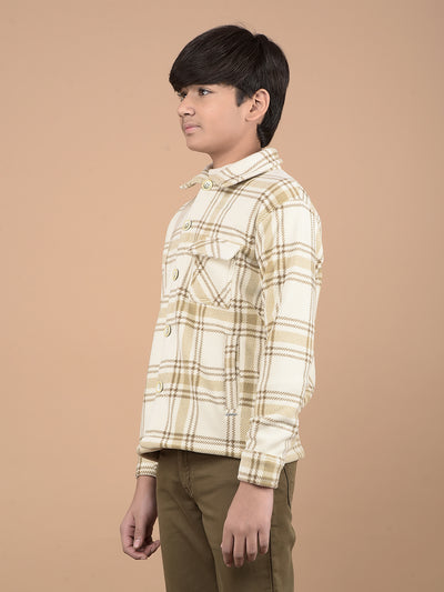 Beige Checked Shacket-Boys Shackets-Crimsoune Club