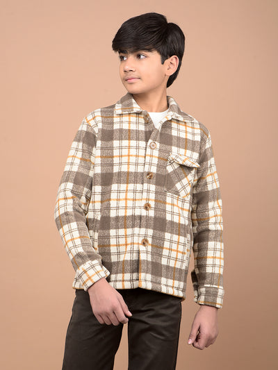 Brown Checked Shacket-Boys Shackets-Crimsoune Club