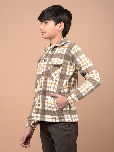 Brown Checked Shacket-Boys Shackets-Crimsoune Club