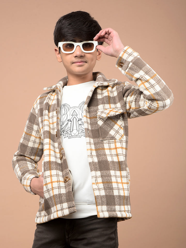 Brown Checked Shacket-Boys Shackets-Crimsoune Club