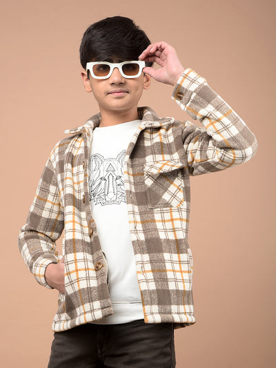 Brown Checked Shacket-Boys Shackets-Crimsoune Club