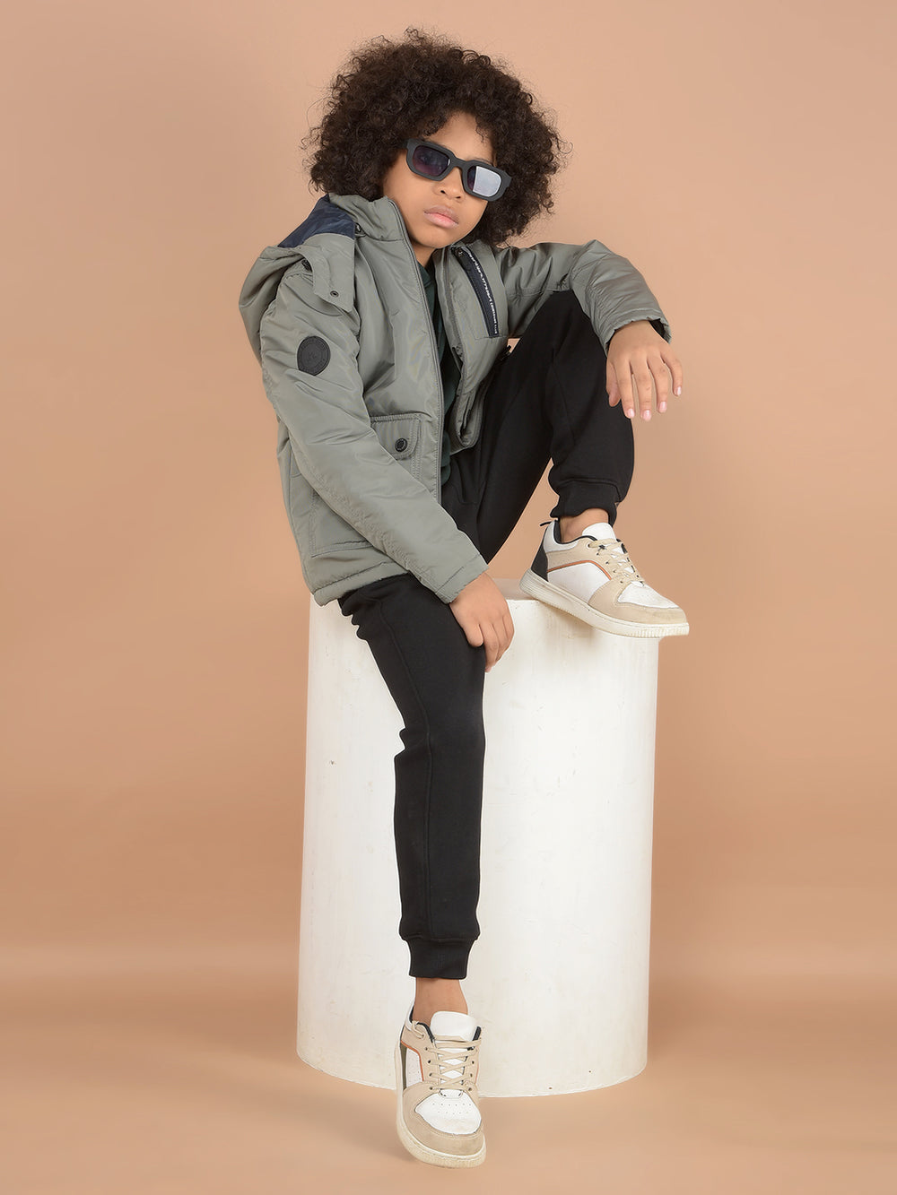 Grey Hooded Neck Quilted Jacket-Boys Jackets-Crimsoune Club