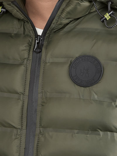 Green Hooded Neck 100% Nylon Sleeveless Puffer Jacket-Boys Jackets-Crimsoune Club