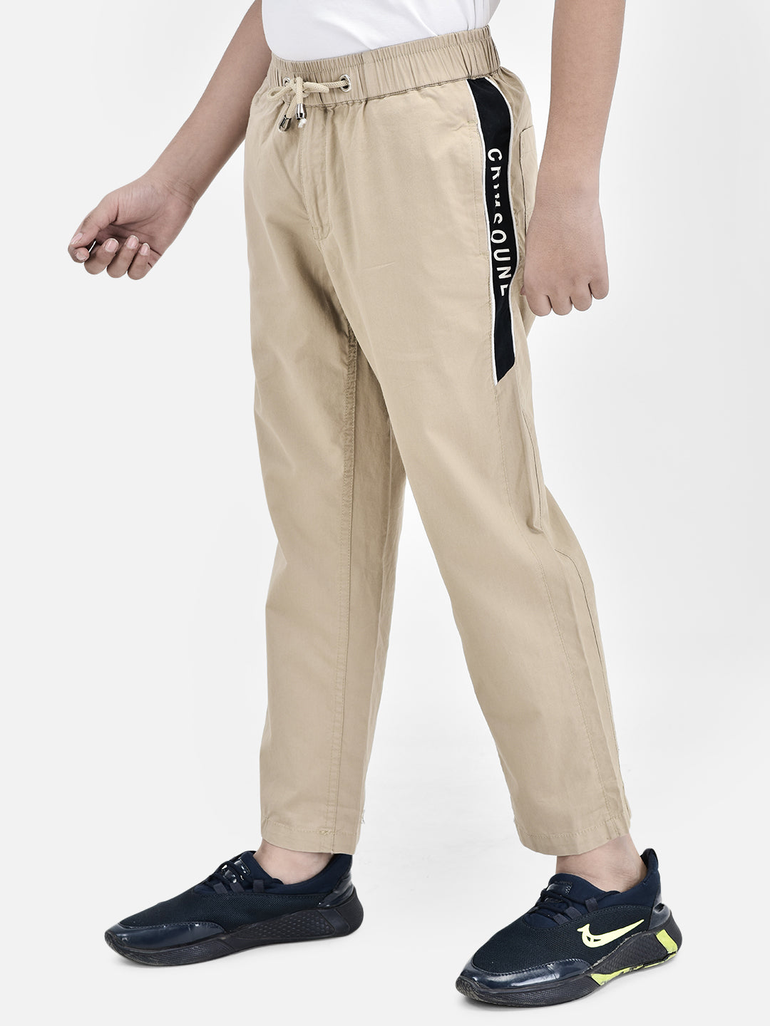 Beige Track Pants-Boys Track Pants-Crimsoune Club