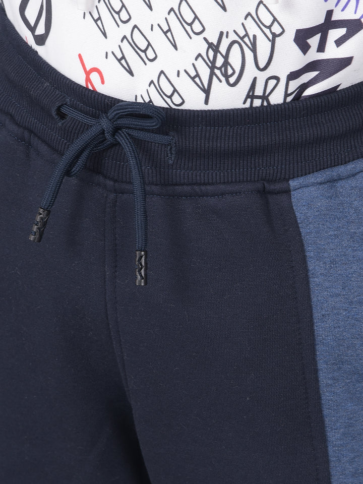 Navy Blue Printed Cotton Track Pants-Boys Lounge Pant-Crimsoune Club