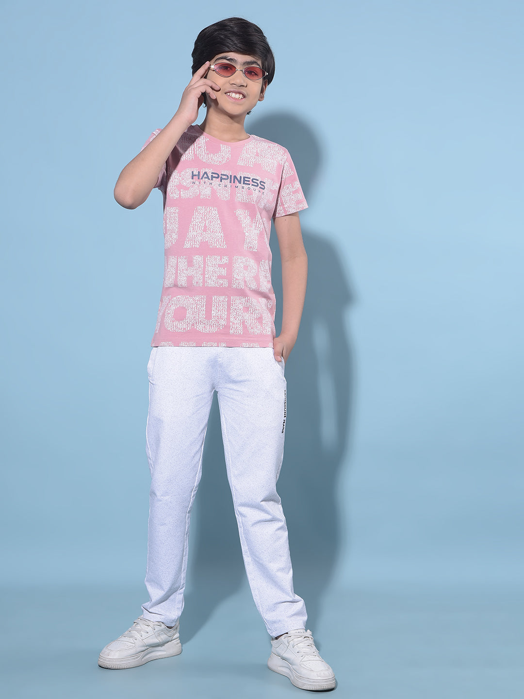 White Printed Trackpants-Boys Trackpants-Crimsoune Club