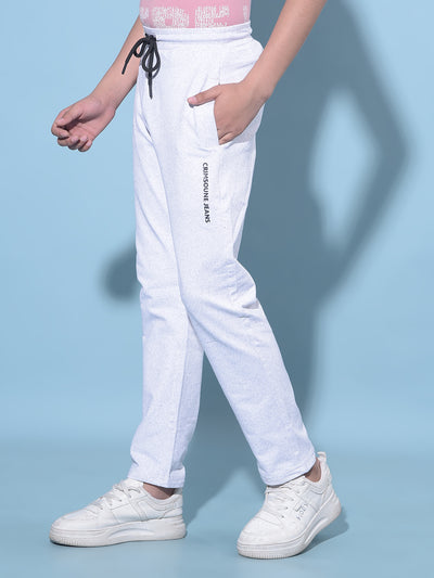 White Printed Trackpants-Boys Trackpants-Crimsoune Club