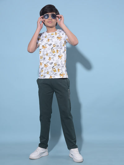 Green Printed Trackpants-Boys Trackpants-Crimsoune Club