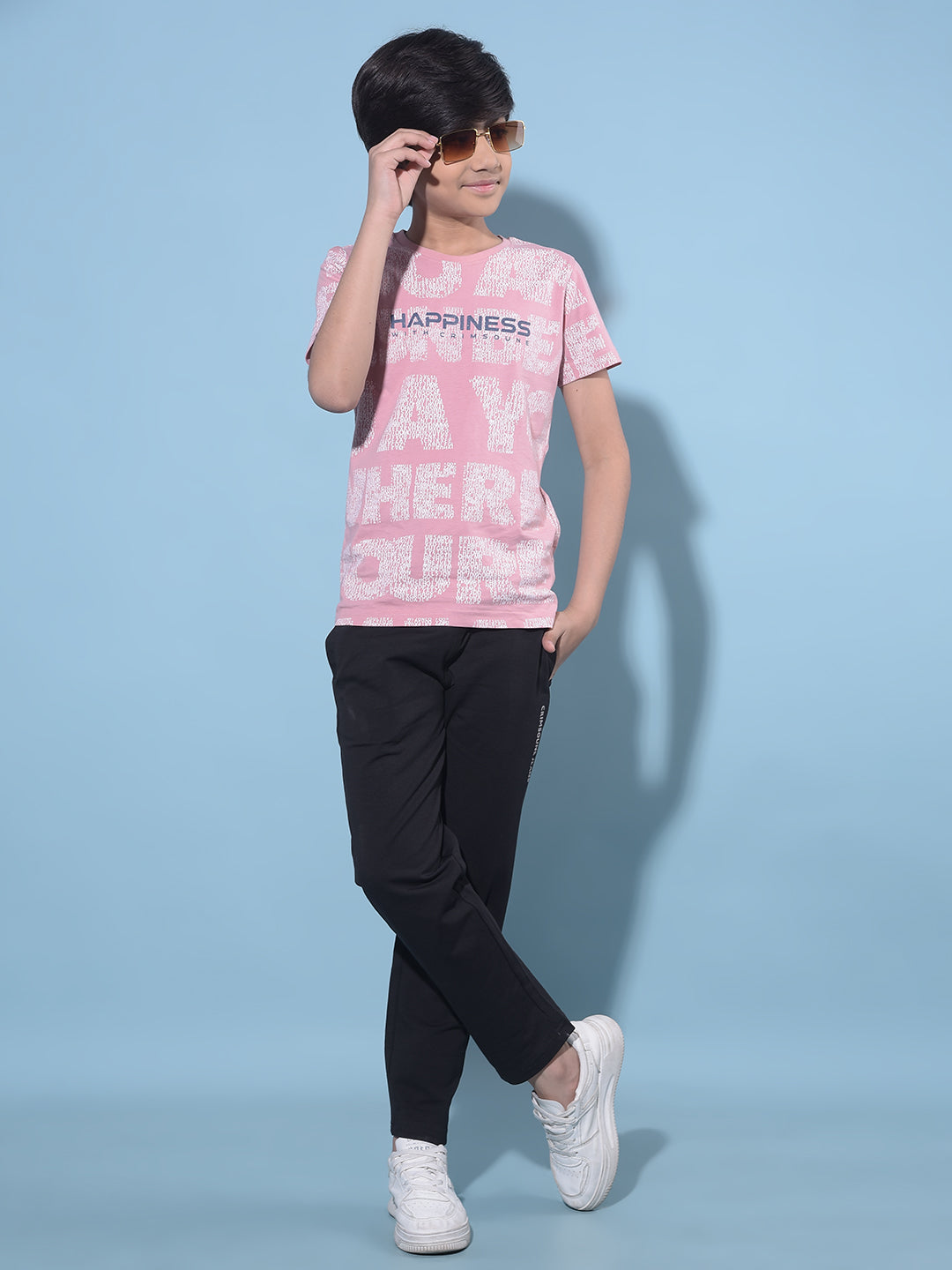 Black Printed Trackpants-Boys Trackpants-Crimsoune Club