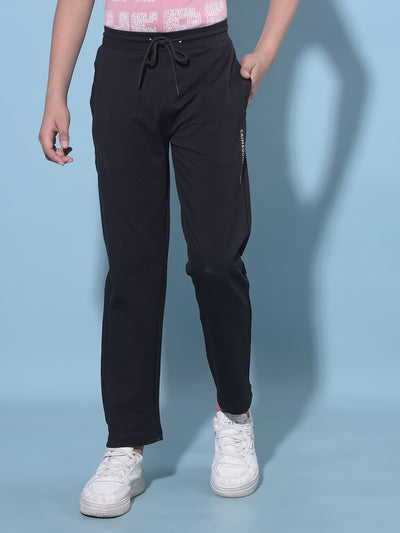 Black Printed Trackpants-Boys Trackpants-Crimsoune Club