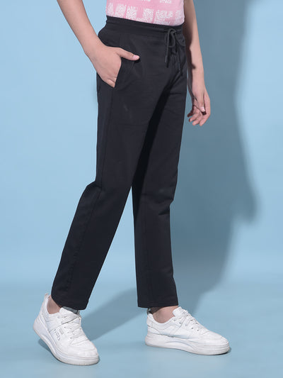 Black Printed Trackpants-Boys Trackpants-Crimsoune Club