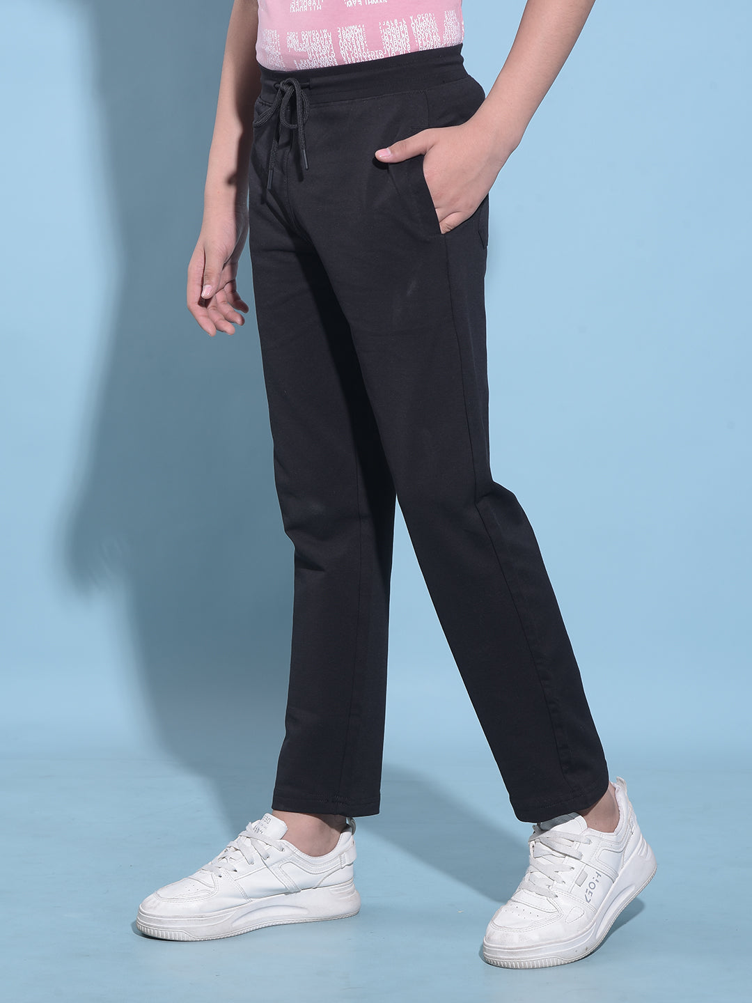 Black Printed Trackpants-Boys Trackpants-Crimsoune Club