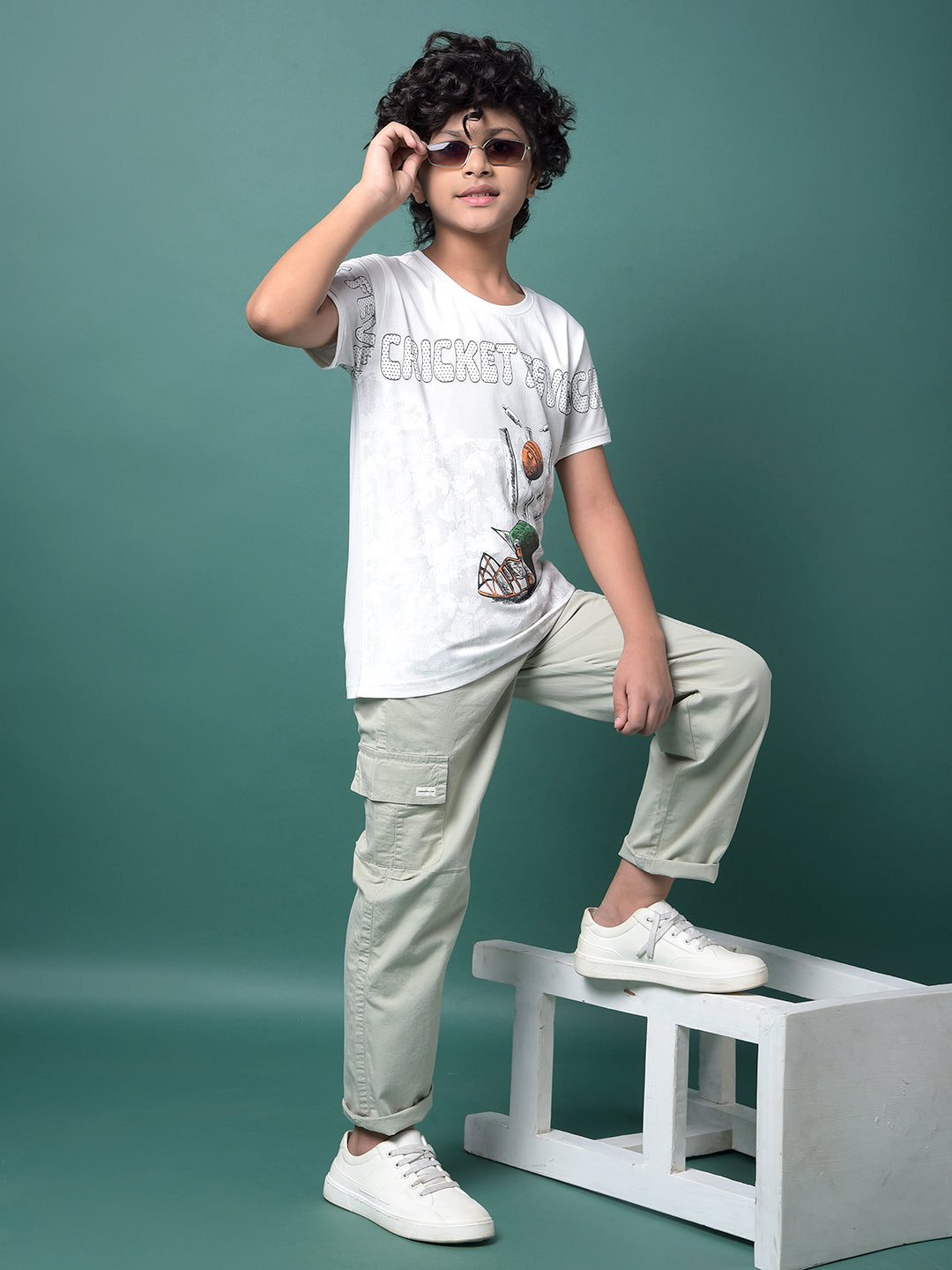 Green 100% Cotton Cargo Trousers-Boys Trousers-Crimsoune Club