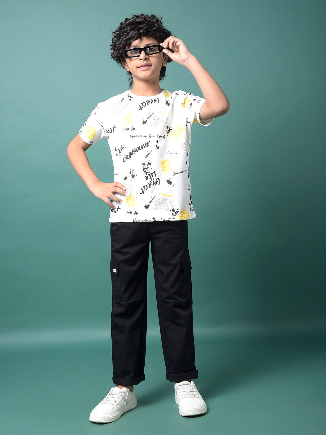 Black 100% Cotton Cargo Trousers-Boys Trousers-Crimsoune Club