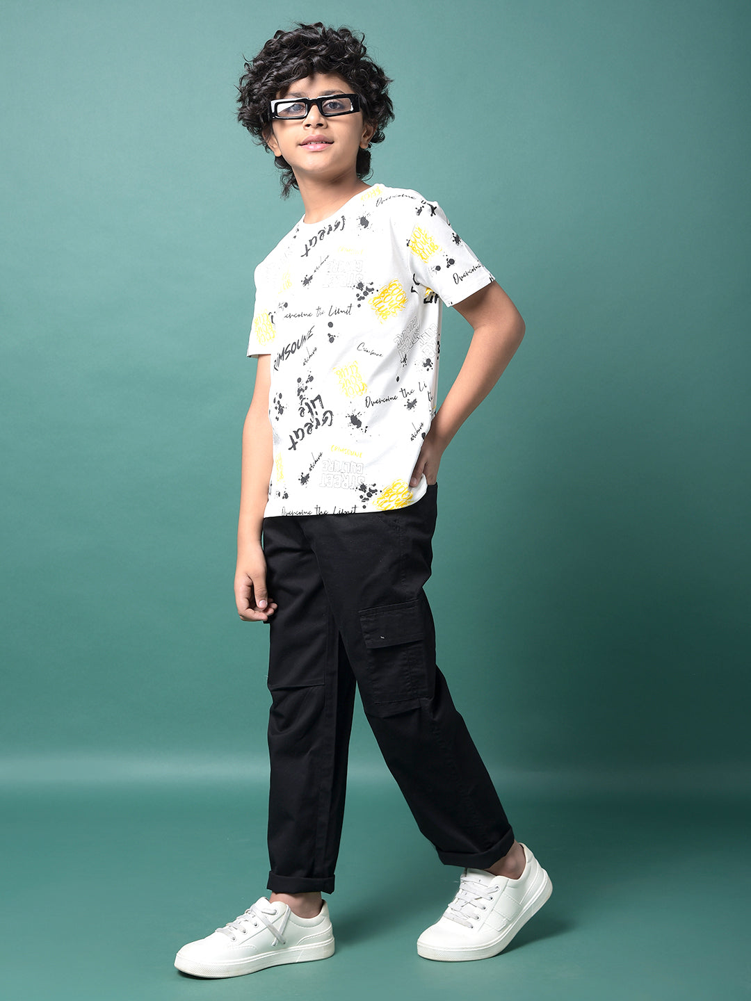 Black 100% Cotton Cargo Trousers-Boys Trousers-Crimsoune Club