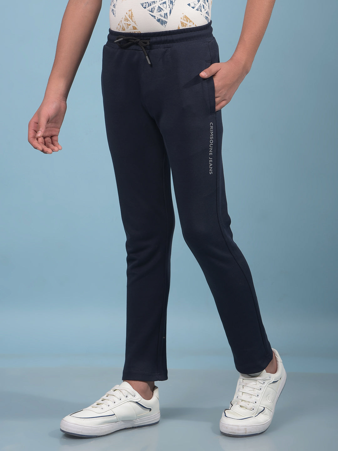 Navy Blue Trackpants-Boys Trackpants-Crimsoune Club