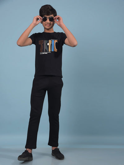 Black Trackpants-Boys Trackpants-Crimsoune Club
