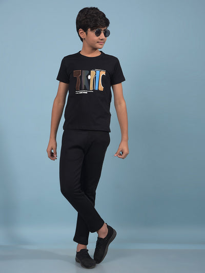 Black Trackpants-Boys Trackpants-Crimsoune Club