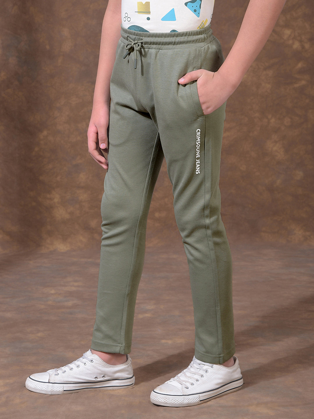 Olive Green Active Comfort Trackpants-Boys Trackpants-Crimsoune Club