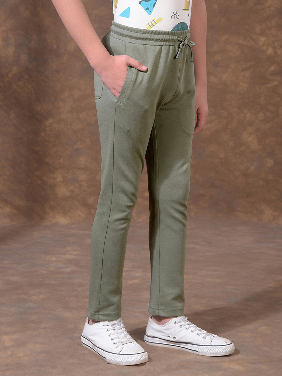 Olive Green Active Comfort Trackpants-Boys Trackpants-Crimsoune Club