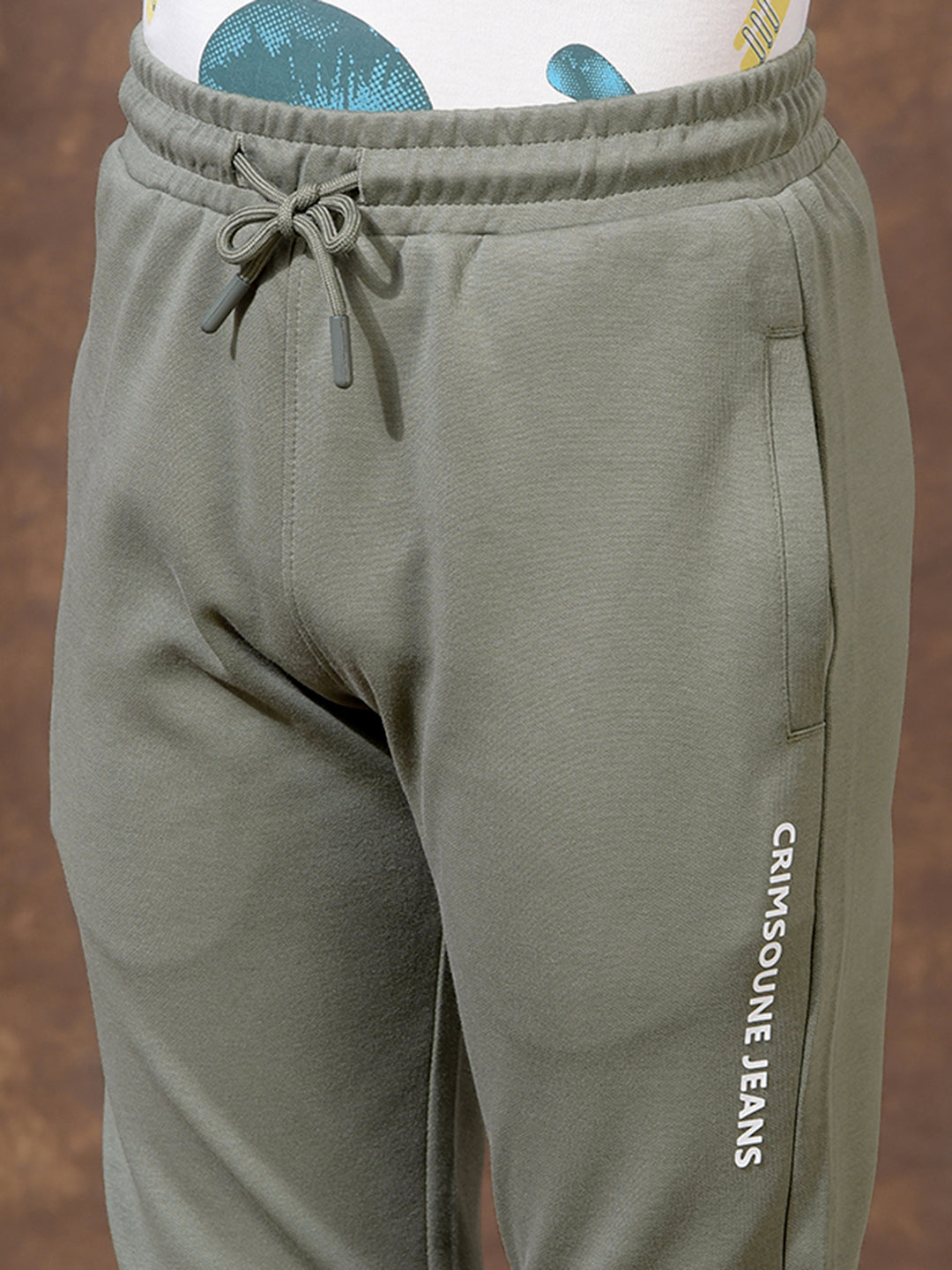 Olive Green Active Comfort Trackpants-Boys Trackpants-Crimsoune Club