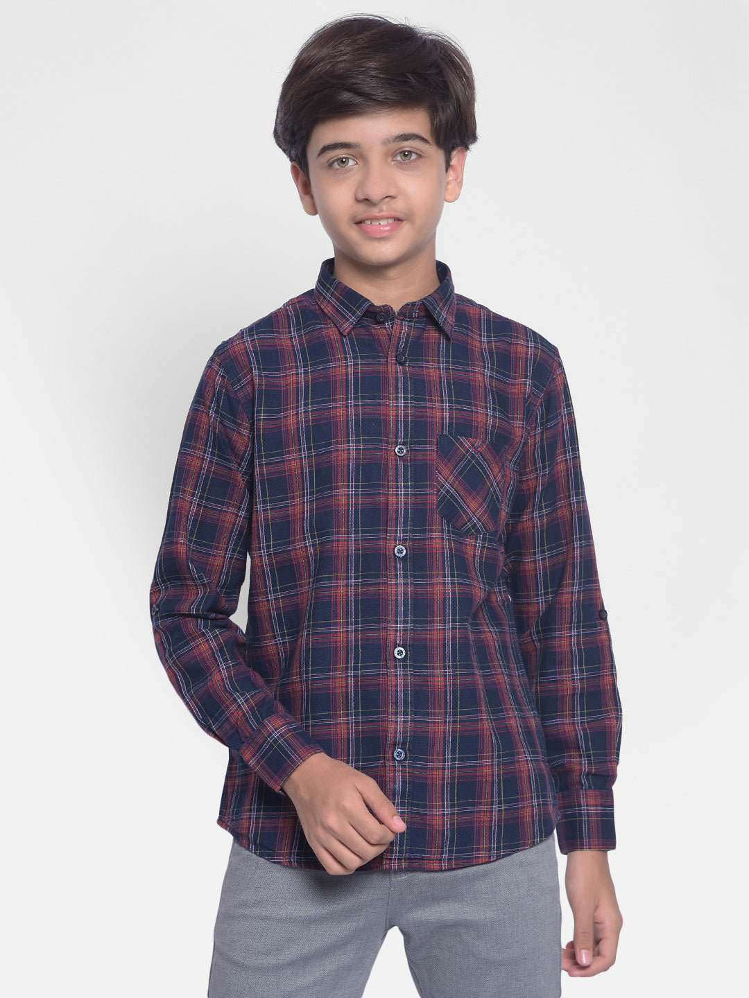 Red Checked Shirt-Boys Shirts-Crimsoune Club