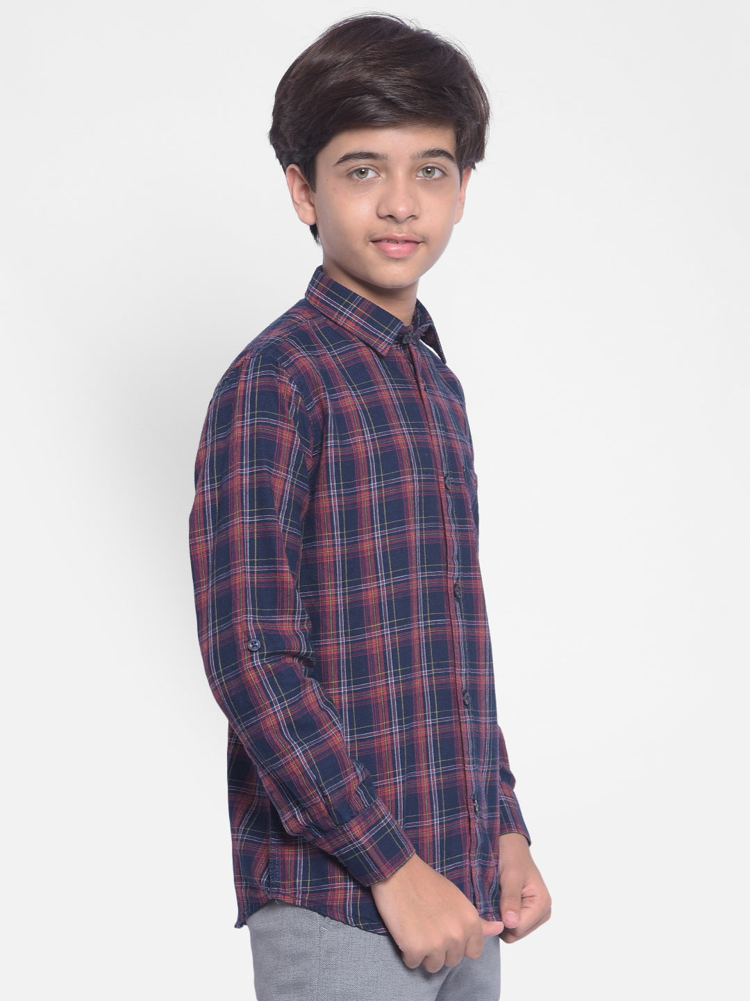 Red Checked Shirt-Boys Shirts-Crimsoune Club