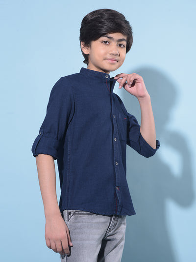 Blue 100% Cotton Denim Shirt-Boys Shirts-Crimsoune Club