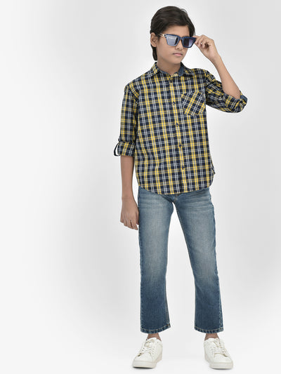 Checked Yellow Shirt-Boys Shirts-Crimsoune Club