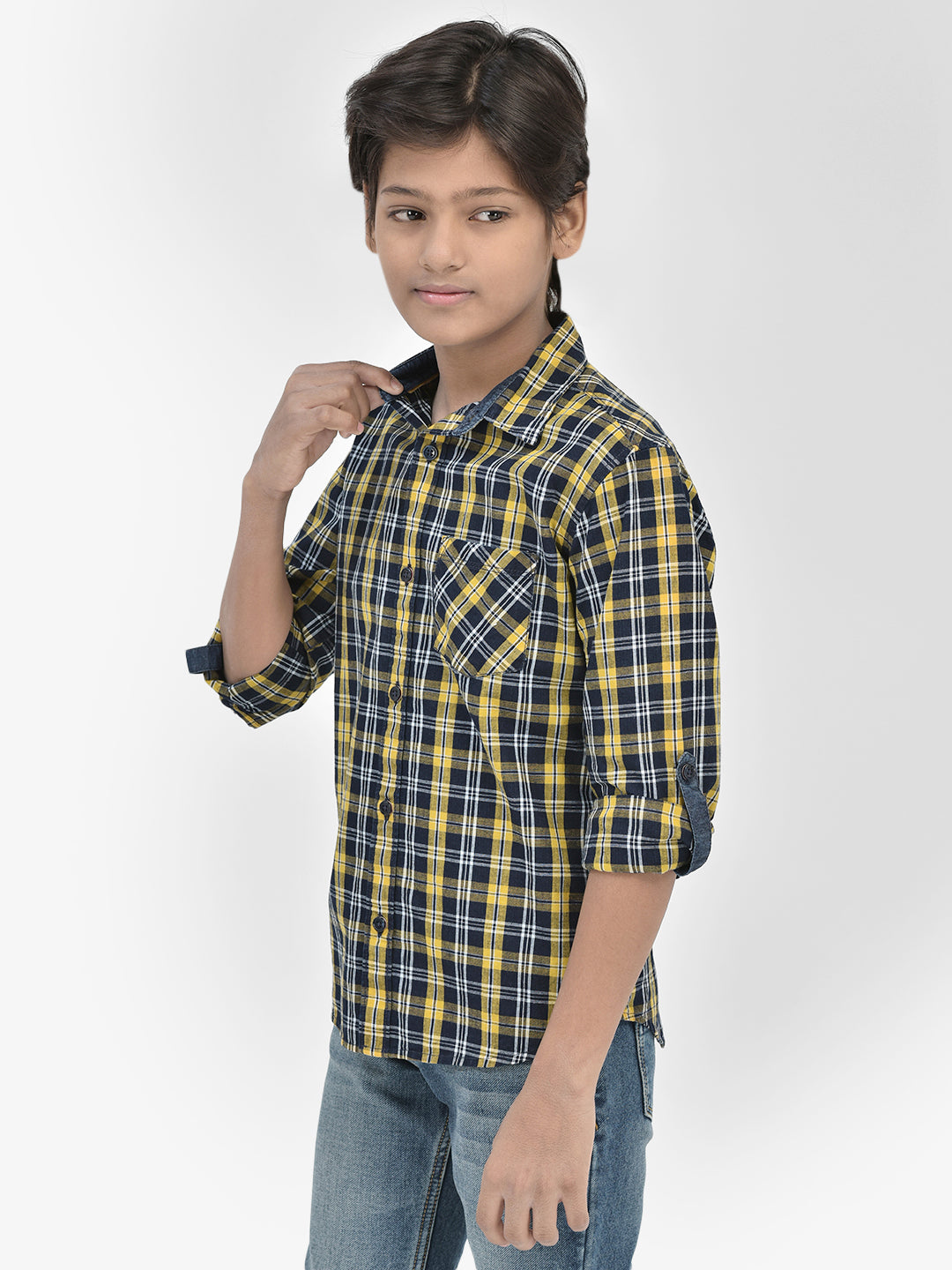 Checked Yellow Shirt-Boys Shirts-Crimsoune Club