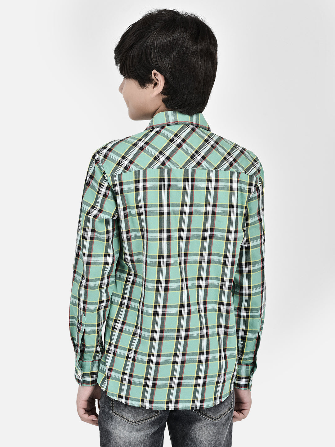 Checked Green Shirt-Boys Shirts-Crimsoune Club