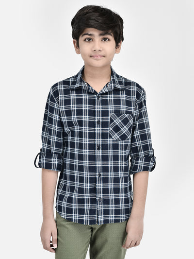 Checked White Shirt-Boys Shirts-Crimsoune Club