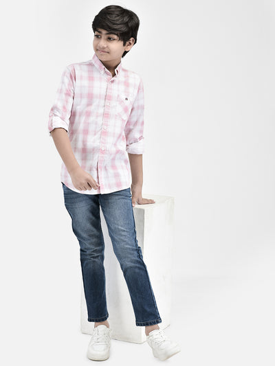 Checked Peach Shirt-Boys Shirts-Crimsoune Club