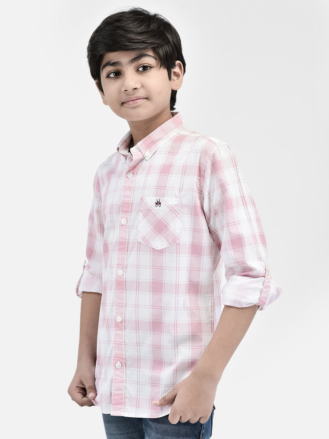 Checked Peach Shirt-Boys Shirts-Crimsoune Club