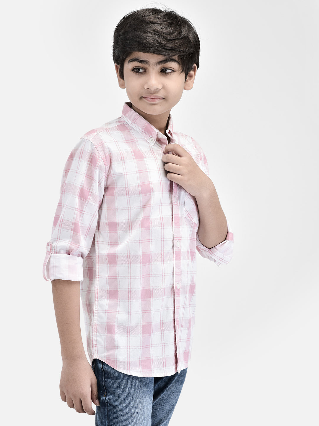 Checked Peach Shirt-Boys Shirts-Crimsoune Club