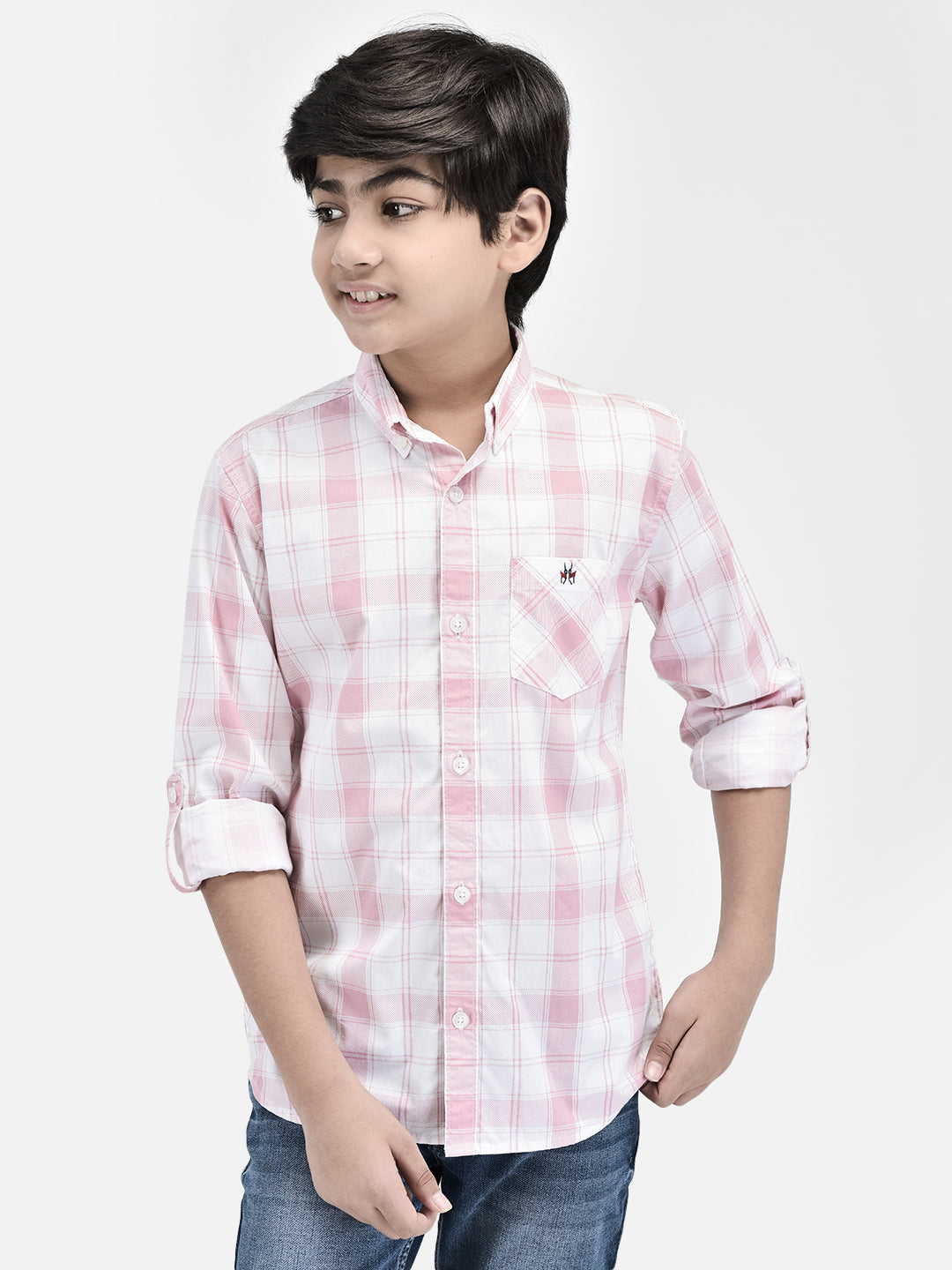 Checked Peach Shirt-Boys Shirts-Crimsoune Club