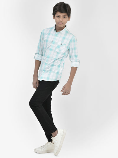 Checked Green Shirt-Boys Shirts-Crimsoune Club