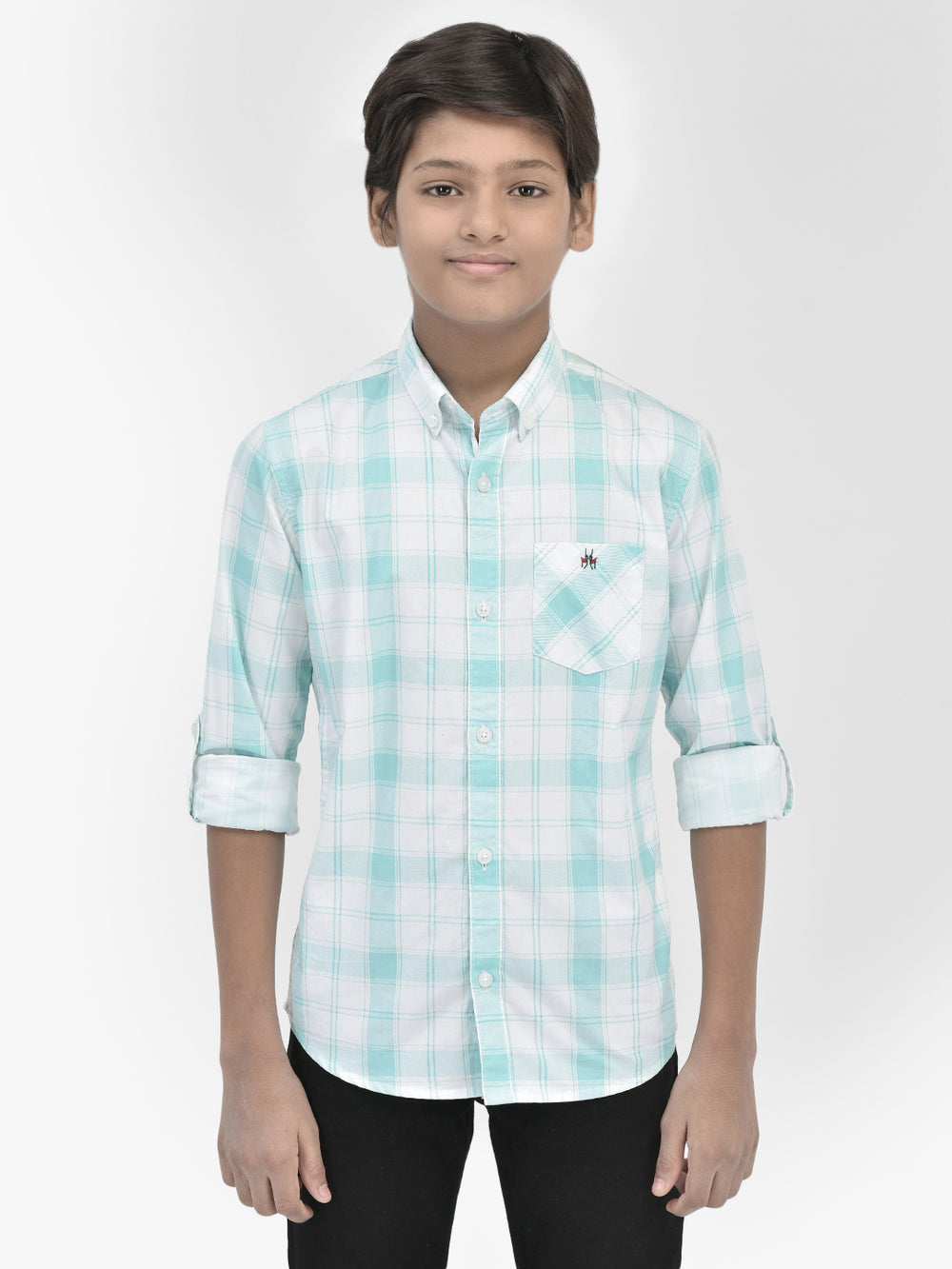 Checked Green Shirt-Boys Shirts-Crimsoune Club