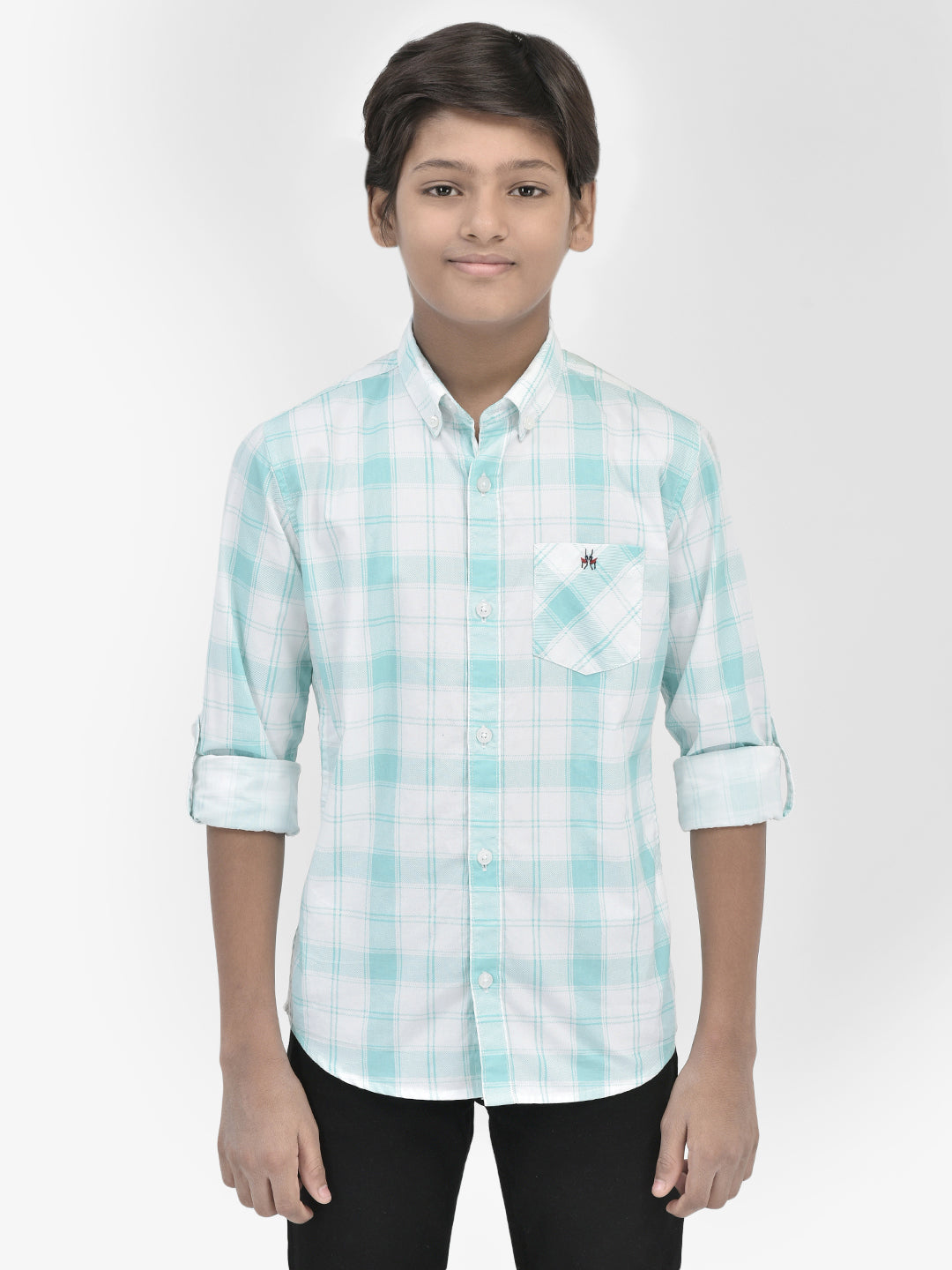 Checked Green Shirt-Boys Shirts-Crimsoune Club