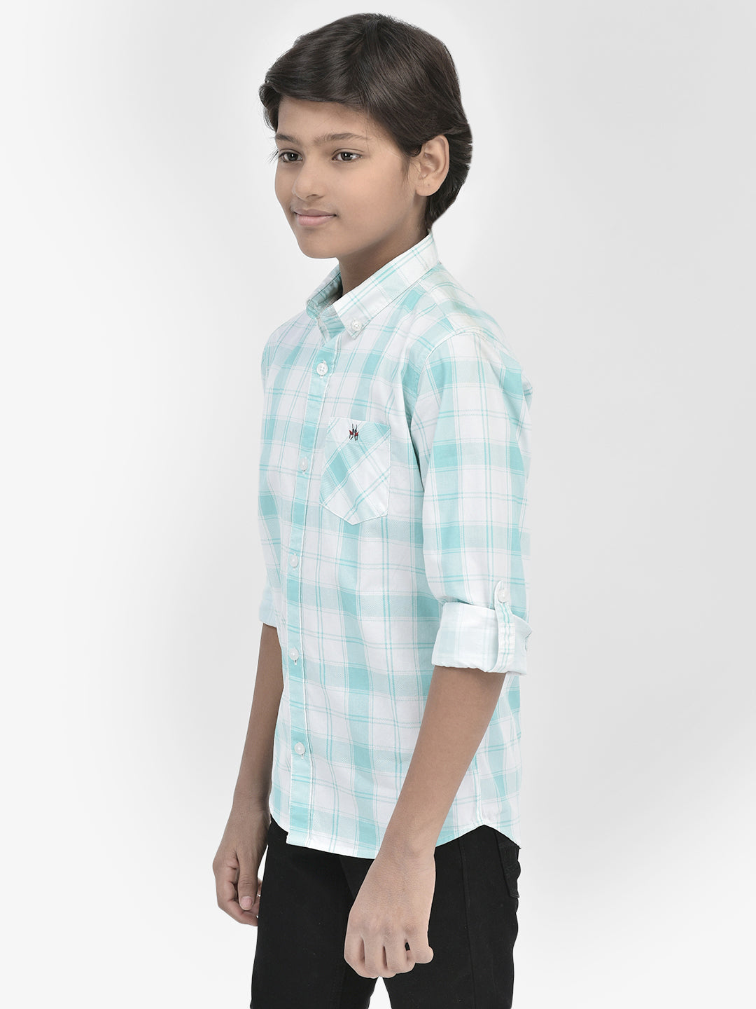 Checked Green Shirt-Boys Shirts-Crimsoune Club