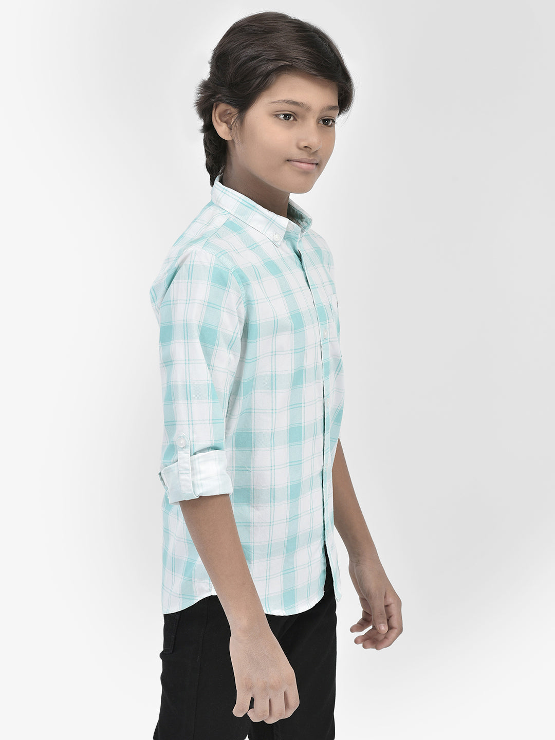 Checked Green Shirt-Boys Shirts-Crimsoune Club